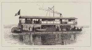 マダガスカル遠征のために特別に建設されたフランスの砲艦船 作： Alexandre Brun